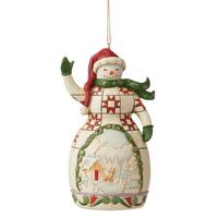 Jim Shore Heartwood Creek - Red & Green Snowman Hanging Ornament