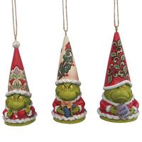 Dr Seuss The Grinch by Jim Shore - Grinch Gnome Hanging Ornament Set of 3