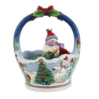 Jim Shore Heartwood Creek - Christmas Basket with 4 Hanging Ornaments