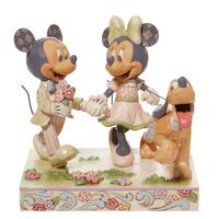 Jim Shore Disney Traditions - Mickey And Minnie - Walking Pluto White Woodland