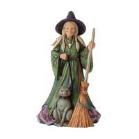 Jim Shore Heartwood Creek Halloween - Witch With Cat and Broom