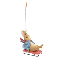 Beatrix Potter by Jim Shore - Peter Rabbit Sledging Hanging Ornament