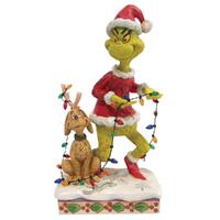 Dr Seuss The Grinch by Jim Shore - Grinch & Max Wrapped In Lights