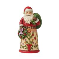 Jim Shore Heartwood Creek - Santa with Wreath & Bag