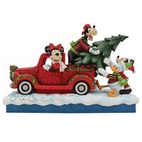 Jim Shore Disney Traditions - Mickey Mouse & Friends Christmas - Fab 4 With Truck