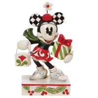 Jim Shore Disney Traditions - Minnie Mouse Christmas - Minnie With Bag & Present