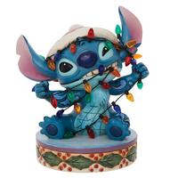Jim Shore Disney Traditions - Lilo And Stitch Christmas - Wrapped In Christmas Lights