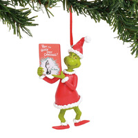 Dr Seuss The Grinch by Dept 56 - Grinch with Book Hanging Ornament