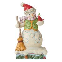 Jim Shore Heartwood Creek - Snowman with Cardinal & Broom