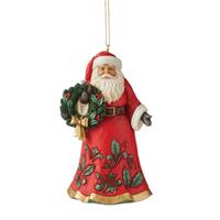Jim Shore Heartwood Creek - Santa With Wreath Hanging Ornament