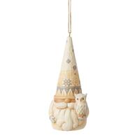 PRE PRODUCTION SAMPLE - Jim Shore Heartwood Creek Christmas Gnomes - White Woodland Gnome Hanging Ornament
