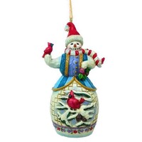 Jim Shore Heartwood Creek - Snowman With Cardinal Hanging Ornament