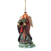 Jim Shore Heartwood Creek Holiday Manor - Angel With Wreath Hanging Ornament