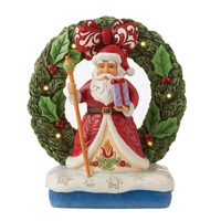 Jim Shore Heartwood Creek - Santa in Light Up Wreath