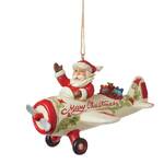 PRE PRODUCTION SAMPLE - Jim Shore Heartwood Creek - Santa in Aeroplane Hanging Ornaments