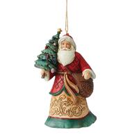 Jim Shore Heartwood Creek - Santa With Tree and Toybag Hanging Ornament