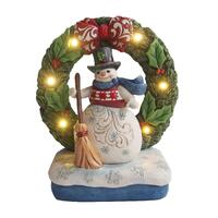 Jim Shore Heartwood Creek - Snowman in Light Up Wreath