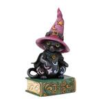 Jim Shore Heartwood Creek Halloween - Black Cat Sitting on Book Pint Sized Figurine