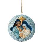 Jim Shore Heartwood Creek Twilight Blue - Blue and Gold Holy Family Hanging Ornament
