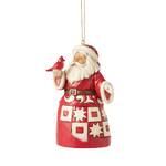 Jim Shore Heartwood Creek Nordic Noel - Santa with Cardinal Hanging Ornament