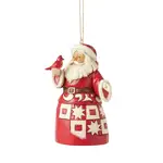 Jim Shore Heartwood Creek Nordic Noel - Santa with Cardinal Hanging Ornament