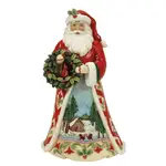Jim Shore Heartwood Creek Christmas At The Lodge - Santa with Wreath and Scene