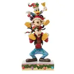 Jim Shore Disney Traditions - Mickey, Donald & Goofy Stacked - A Holiday Pile Up