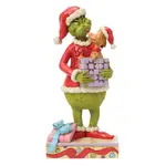 Dr Seuss The Grinch by Jim Shore - Grinch Holding Gift with Max