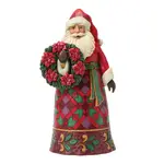 Jim Shore Heartwood Creek - Santa with Wreath & Poinsettia