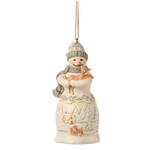 Jim Shore Heartwood Creek White Woodland - Snowman Holding Fawn Hanging Ornament