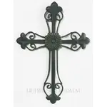 Roman Inc Iron Scroll Wall Cross - Green