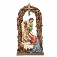 Joseph's Studio Nativity - Holy Family Under Woven Wood Arch & Star 28.5cm