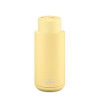 Frank Green Reusable Bottle - Ceramic 1L Buttermilk Push Button Lid
