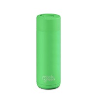 Frank Green Reusable Bottle - Ceramic 595ml Neon Green Push Button Lid