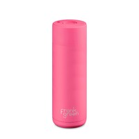 Frank Green Reusable Bottle - Ceramic 595ml Neon Pink Push Button Lid