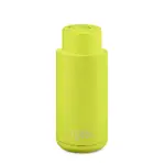 Frank Green Reusable Bottle - Ceramic 1L Neon Yellow Push Button Lid