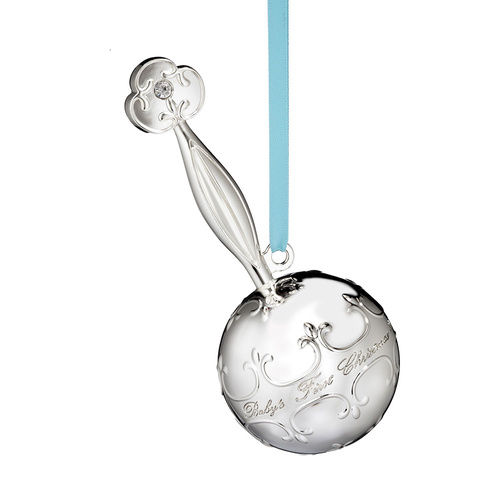Waterford Crystal Silver 2016 Baby's First Christmas Rattle