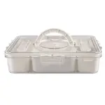 Alfresco Lane 7 Compartment Rectangular Grazing Box with Carry Handles & Food Picks - Cream
