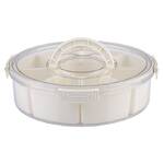 Alfresco Lane 9 Compartment Round Grazing Box with Carry Handles - Cream