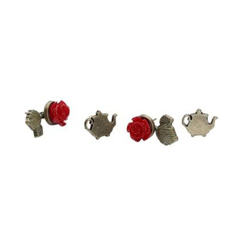 Disney by Neon Tuesday - Beauty & the Beast Live Action - Teapot & Rose Earring Set