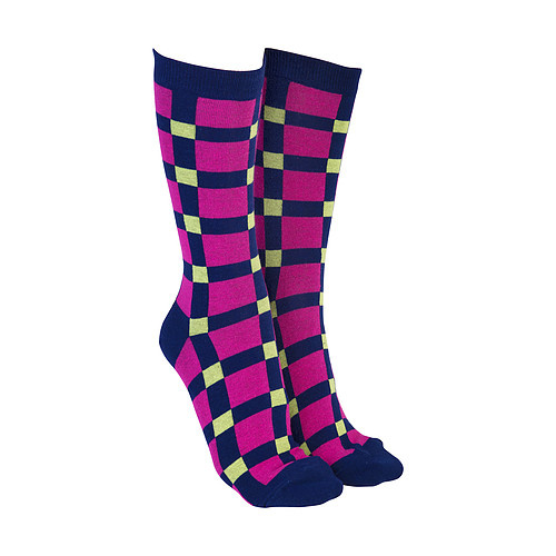 Sock Society - Check Navy/Pink