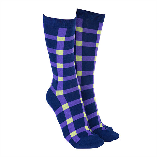 Sock Society - Check Navy/Purple