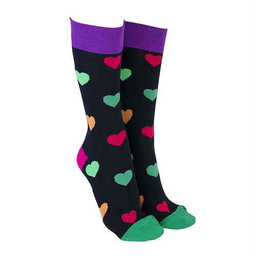 Sock Society - Hearts Green/Purple