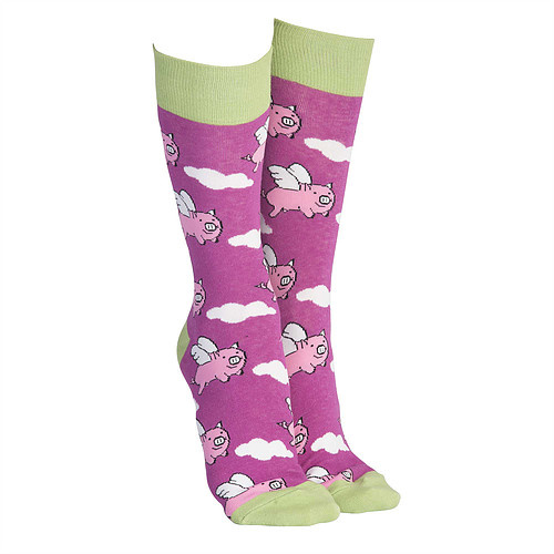 Sock Society - Pigs Might Fly Fuchsia