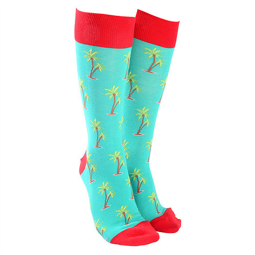 Sock Society - Palm Trees Red/Turquoise