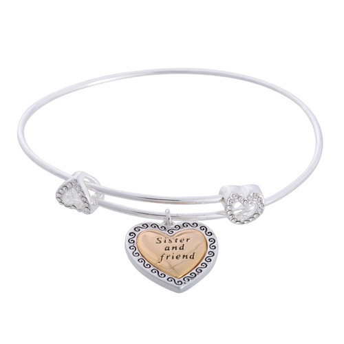Equilibrium Sentiment Heart Bangle - Sister and Friend