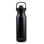 Oasis Ceramic Double Wall Insulated Verso Drink Bottle with Dual Spout - 750ml Pitch Black