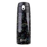 Oasis Double Wall Insulated Sipper Straw Kid's Drink Bottle - 550ml Neon Dinosaurs