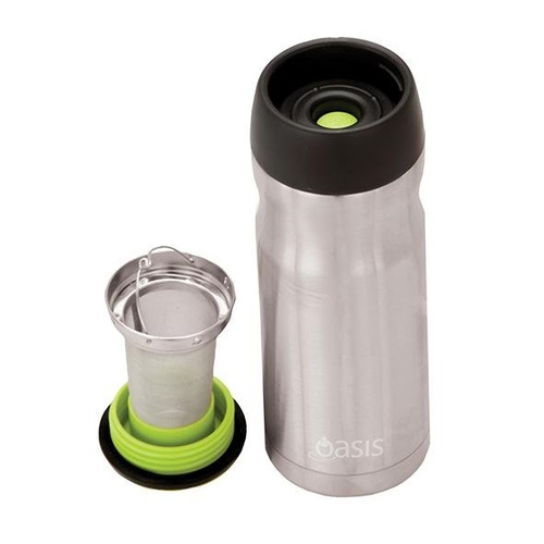 Oasis Vacuum Insulated Travel Mug - 415ml with Tea Infuser Silver