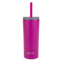 Oasis Insulated Super Sipper Tumbler with Silicone Straw - 600ml Fuchsia